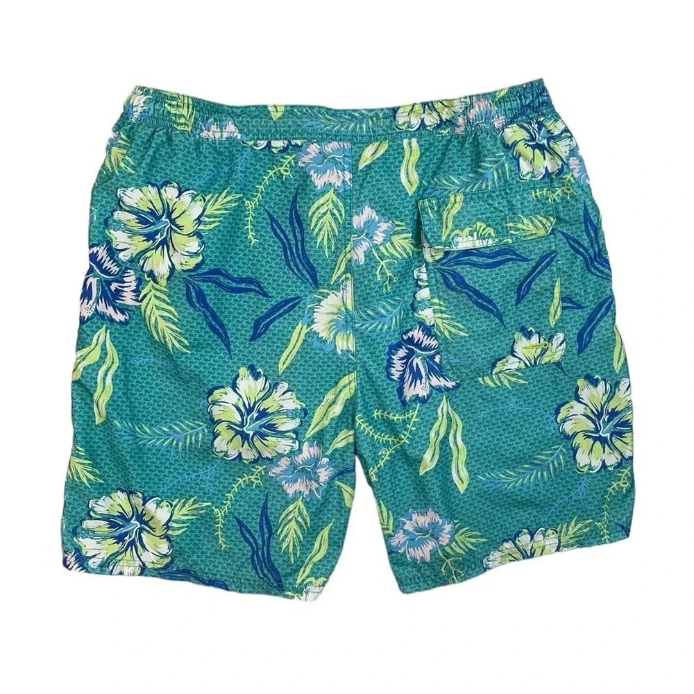 SH596 Men’s Vineyard Vines Flower print Lined Hawaiian Swim Trunks L